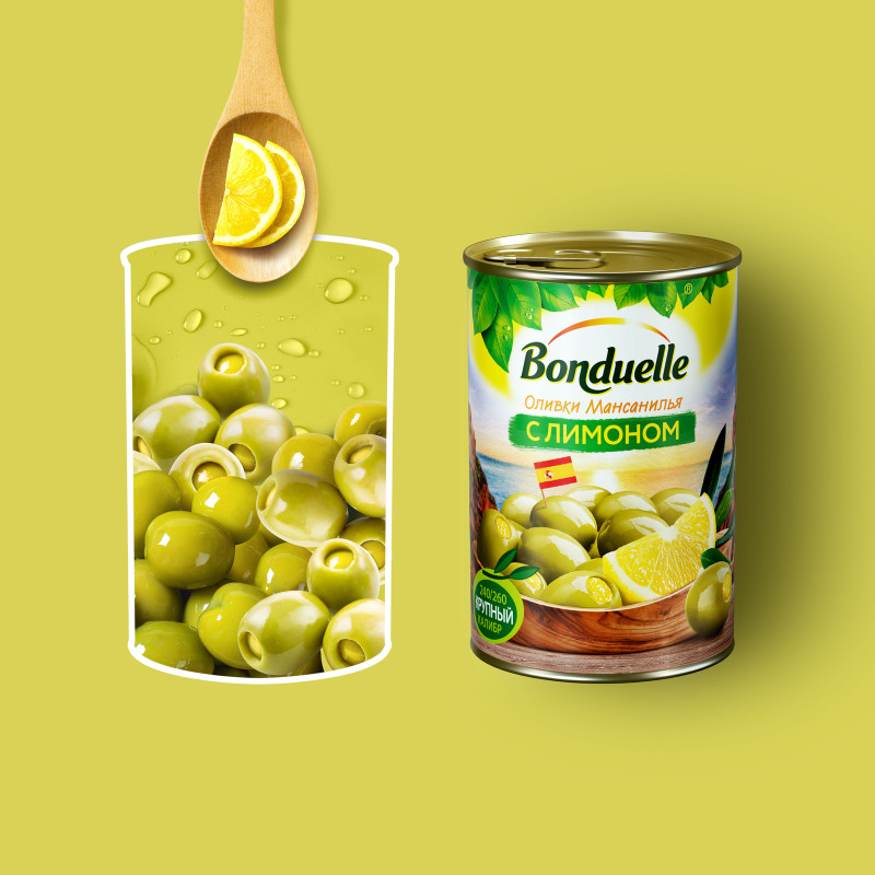 Оливки Bonduelle Мансанилья с лимоном, 300г — фото 3