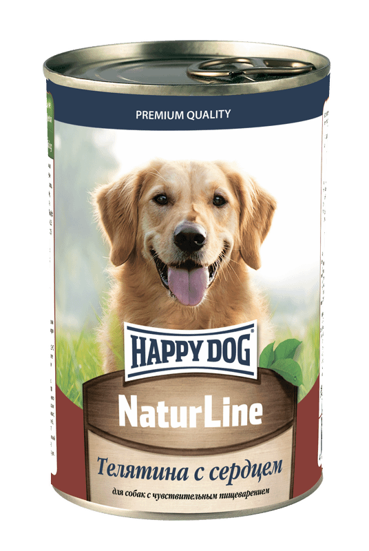 Корм Happy Dog Natur Line Телятина с сердцем для собак, 410г