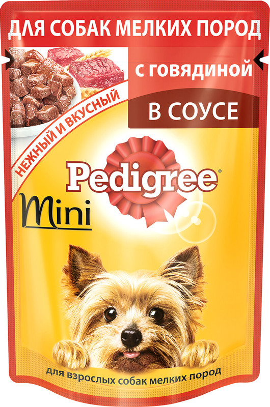 Корм Pedigree Mini с говядиной в соусе для собак, 85г