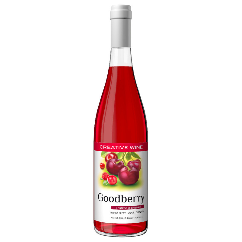 Вино плодовое Goodberry Клюква с вишней красное сладкое 8.5-8.9%, 700мл