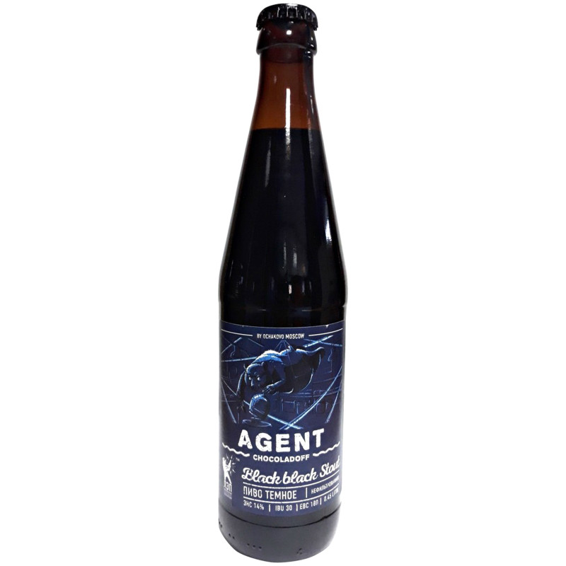 Пиво Очаково Agent Chocoladoff Stout тёмное нефильтрованное пастеризованное 5.9%, 450мл