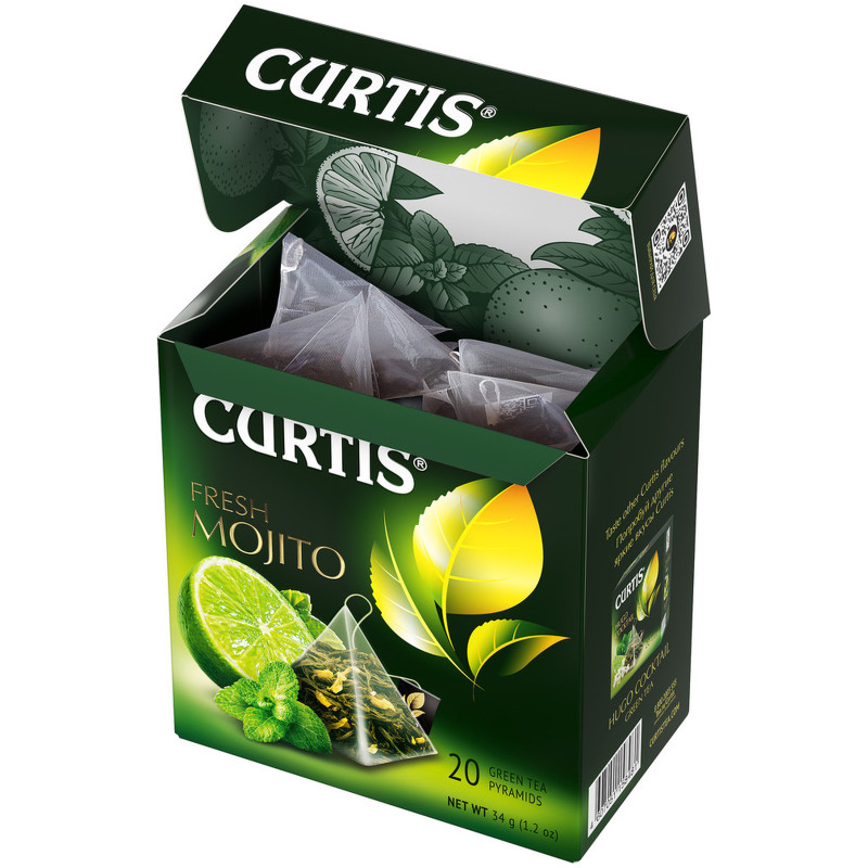 Чай Curtis Fresh Mojito зелёный ароматизированный в пирамидках, 20х1.47г — фото 3