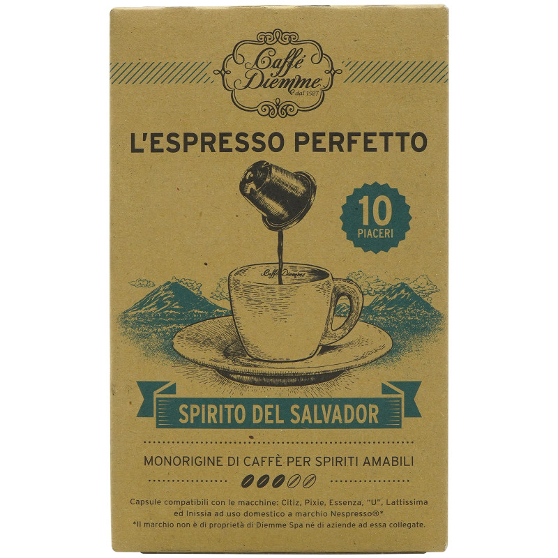 Кофе в капсулах Caffe Diemme Spirito Del Salvador натуральный жареный молотый, 10х5.6г — фото 1