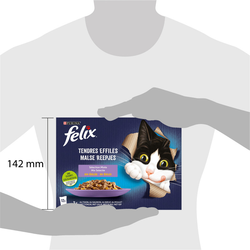 Корм Felix Аппетитные кусочки с тунцом, лососем, говядиной, курицей в желе для взрослых кошек, 1.02кг — фото 5