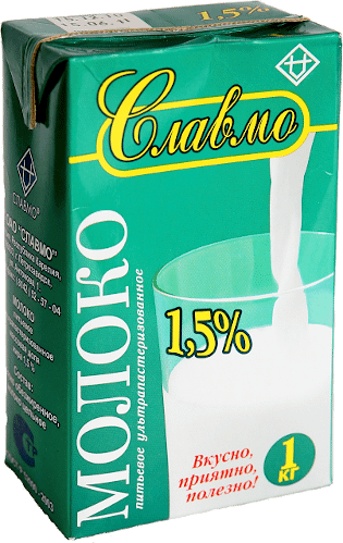 Молоко Славмо питьевое ультрапастеризованное 1.5%, 1л