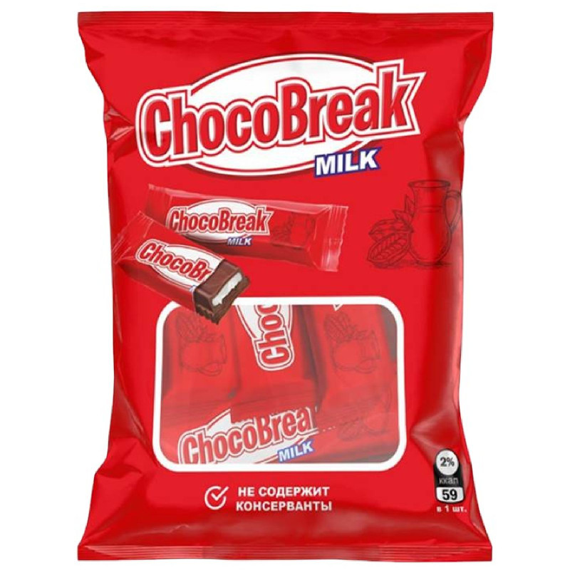 Печенье Choko Break сдобное с молочной начинкой покрытое молочным шоколадом, 180г