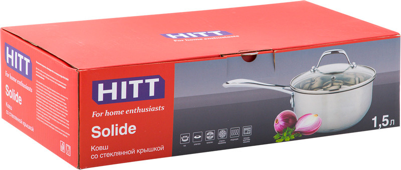 Ковш Hitt Solide со стеклянной крышкой 17см, 1.5л