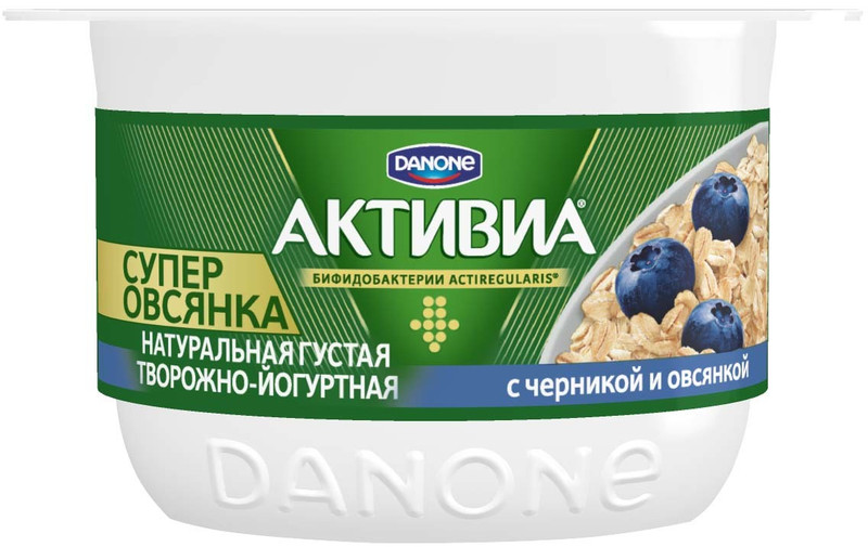 Биопродукт Активиа творожно-йогуртный Супер овсянка черника 4%, 130г — фото 2
