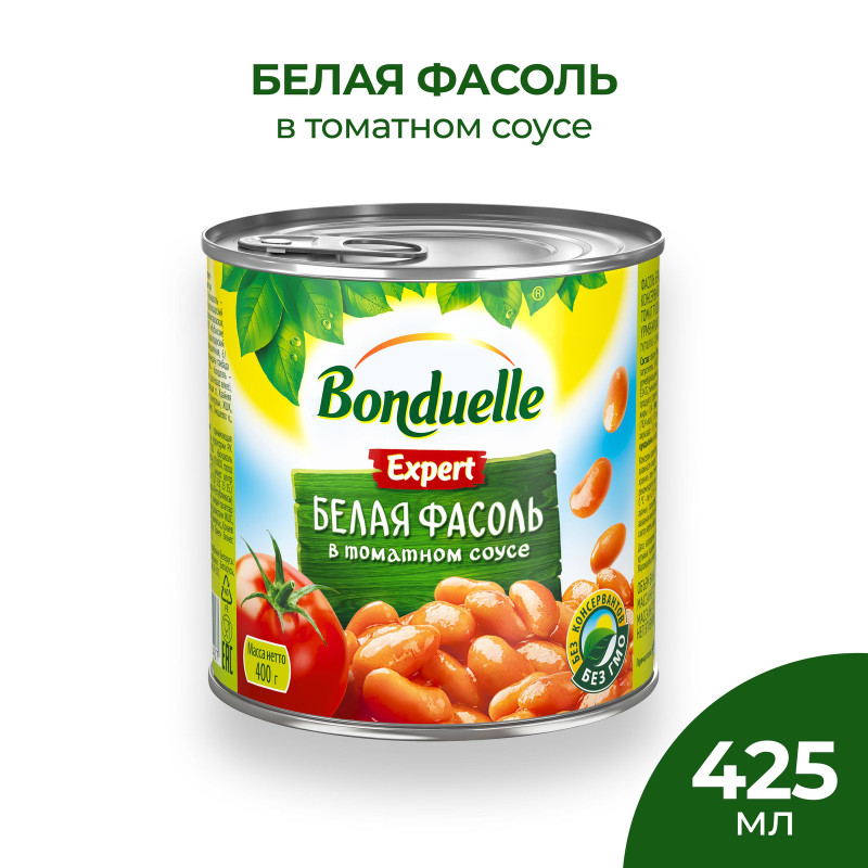 Фасоль белая Bonduelle Expert в томатном соусе, 400г — фото 1
