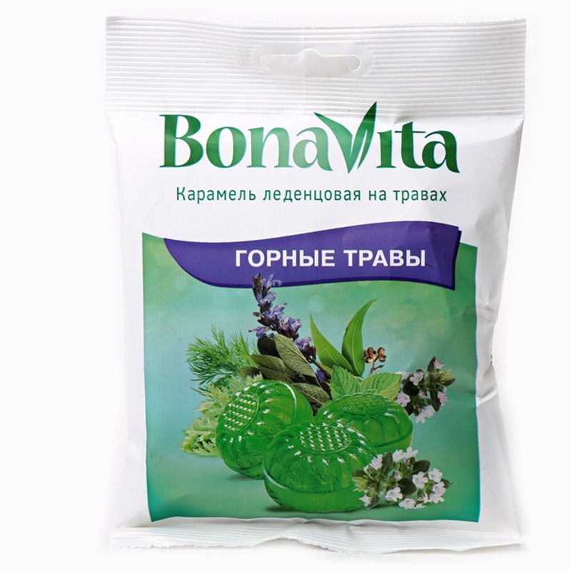 БАД к пище Bona Vita Карамель леденцовая Горные травы с витамином С, 60г