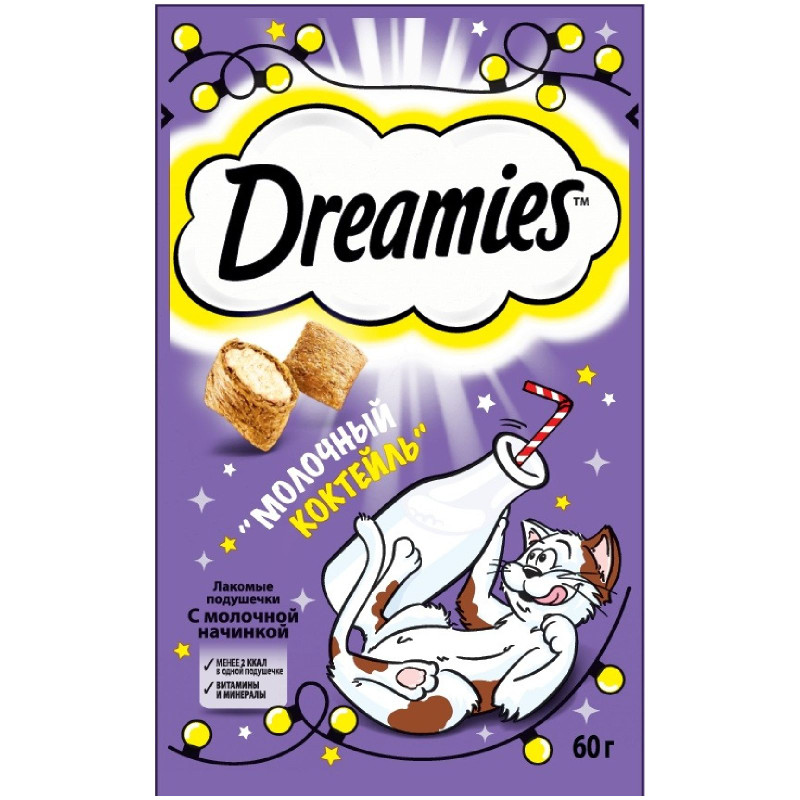 Лакомство Dreamies для взрослых кошек с добавлением молока, 60г