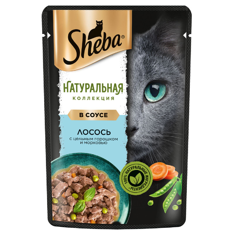 Влажный корм Sheba Nature's Collection для кошек с лососем и горохом, 75г