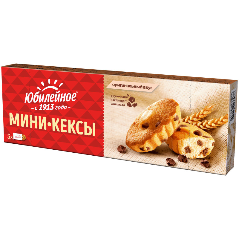 Мини-кексы Юбилейное с кусочками молочного шоколада, 140г - купить с  доставкой в Москве в Перекрёстке