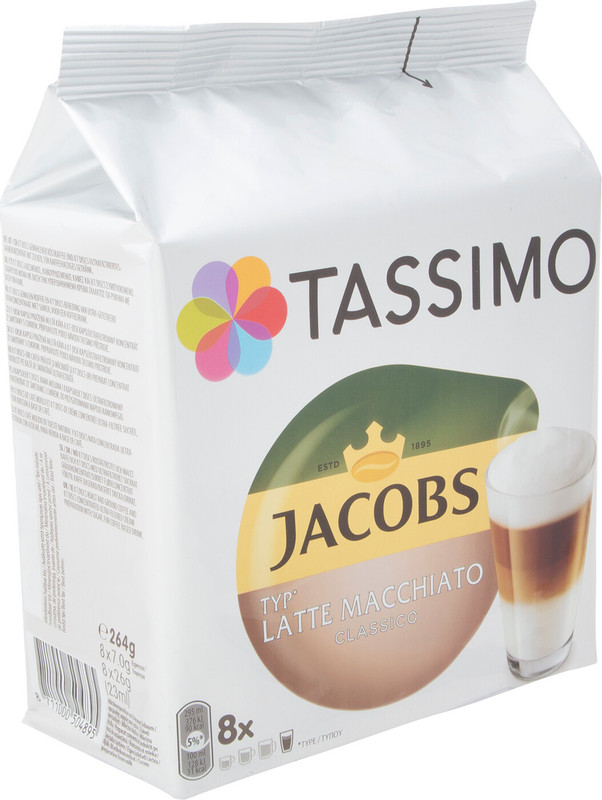 Кофе в капсулах Jacobs Tassimo Latte Macchiato Classico Т-диски, 8x33г — фото 1