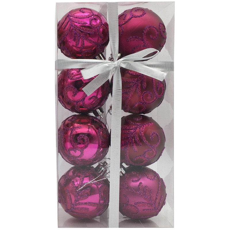 Набор шаров ёлочных пурпурные HV6008-1613A221 HV6008-1631A221, 8шт — фото 3