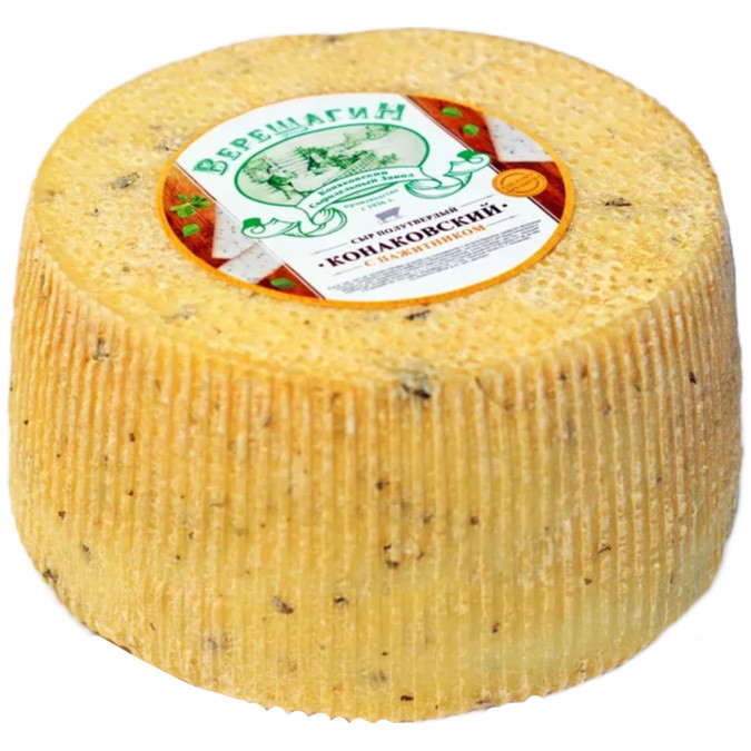 Сыр полутвёрдый Верещагин Конаковский из коровьего молока с пажитником 50%