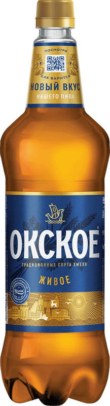 Пиво Окское Живое светлое 4.7%, 1.3л