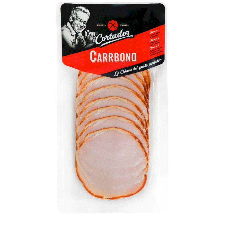 Продукт мясной Cortador Carbono из свинины копчёно-варёный, 80г