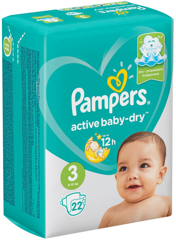 Подгузники Pampers Active Baby-Dry Midi р.3 6-10кг, 22шт — фото 2