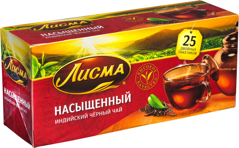 Чай Лисма Насыщеный чёрный в пакетиках, 25х1.8г — фото 1