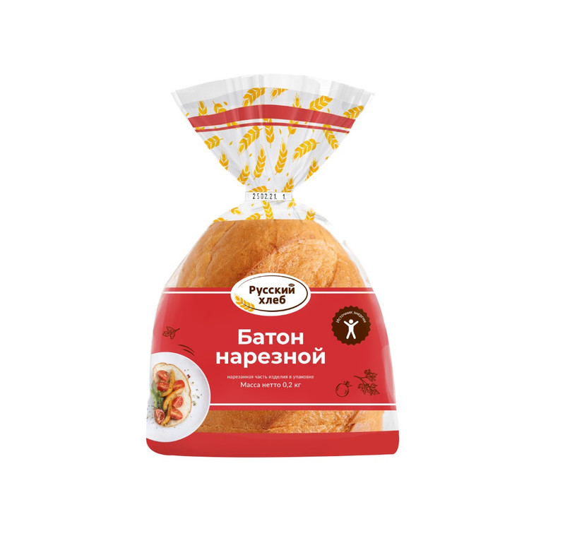 Батон Русский Хлеб Нарезной нарезка, 200г