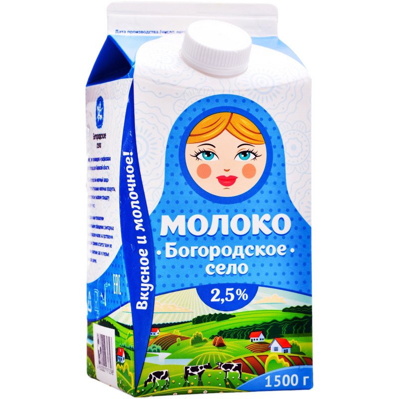 Молоко Богородское Село пастеризованное 2.5%, 1.5л