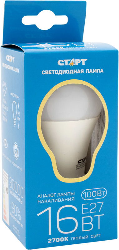 Лампа светодиодная Старт LED GLS E27 16W — фото 1