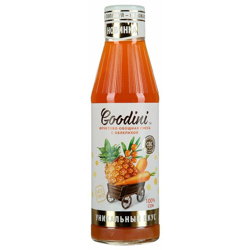 Сок Goodini Фруктово-овощная смесь с облепихой с мякотью восстановленный, 750мл