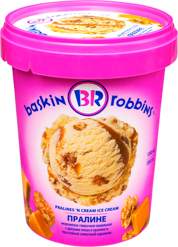 Мороженое Baskin Robbins Пралине со сливками, 1л