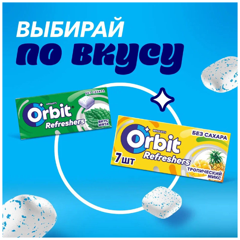 Жевательная резинка Orbit Refreshers мята без сахара, 16г — фото 5