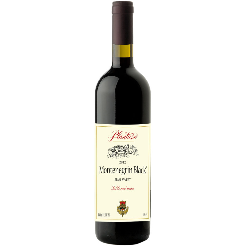 Вино Plantaze Монтенегрин Блэк красное полусладкое 10-13%, 750мл