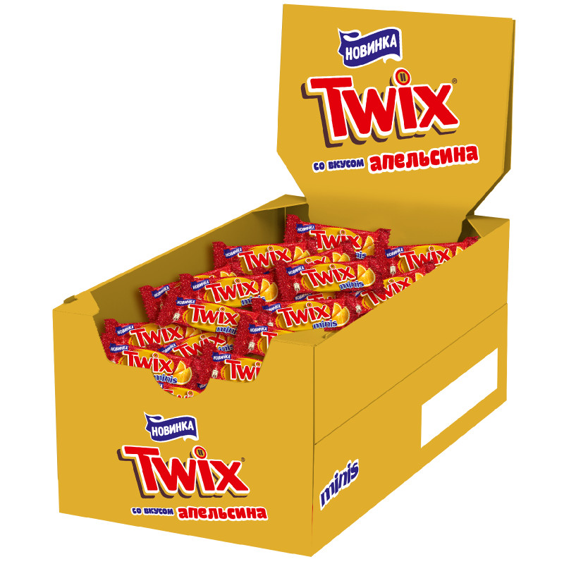 Печенье Twix Minis карамельные со вкусом апельсина в молочном шоколаде — фото 1