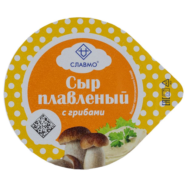 Сыр плавленый Славмо из творога с грибами 35%, 140г — фото 1