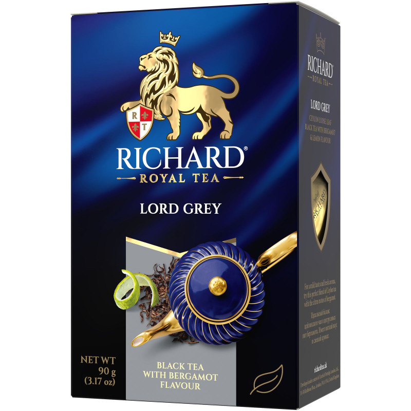 Чай Richard Lord Grey чёрный с ароматом бергамота и лимона листовой, 90г
