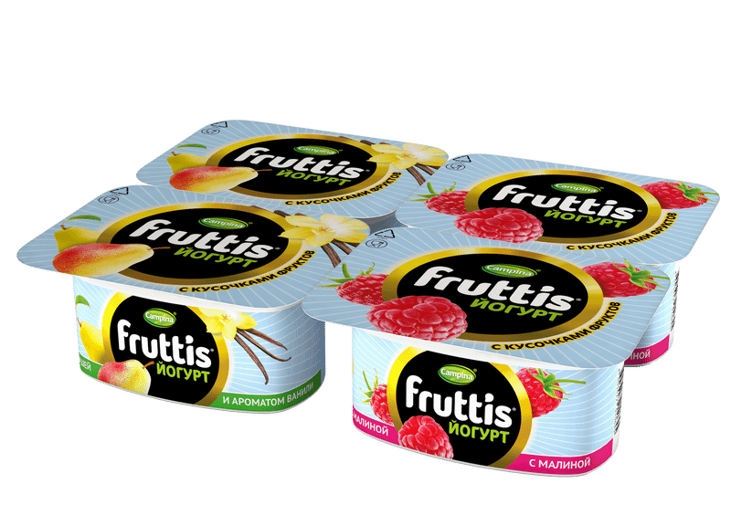 Йогурт Fruttis малина-груша-ваниль 3%, 110г