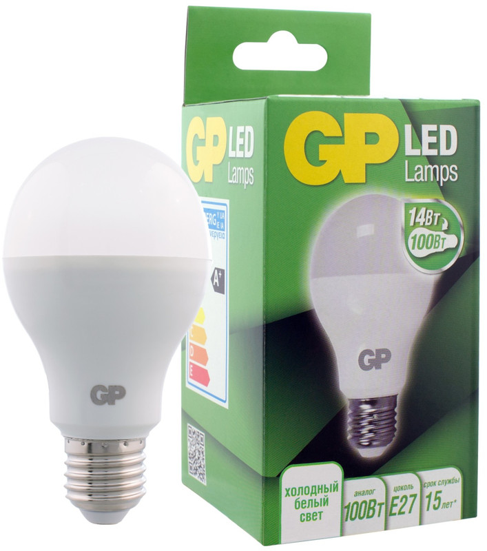 Лампа светодиодная GP LED A60 E27 40K 2CRB 14W холодный свет — фото 1