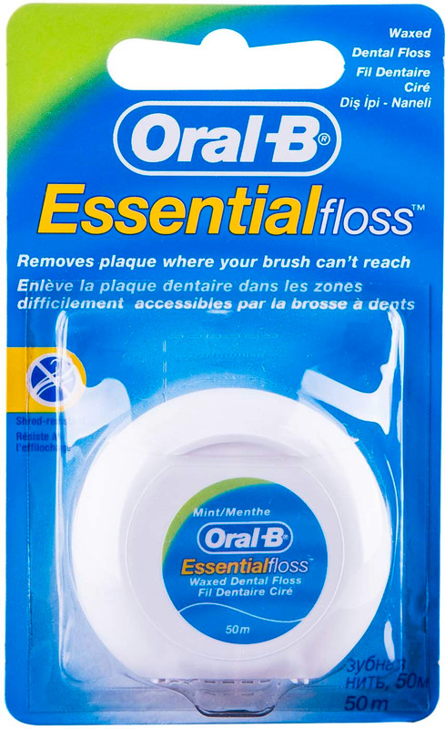 Зубная нить Oral-B Essential Floss вощеная Мята, 50м