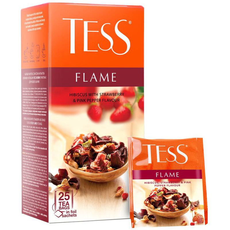 Чай Tess Flame фруктовый с земляникой и розовым перцем в пакетиках, 25х2г — фото 3