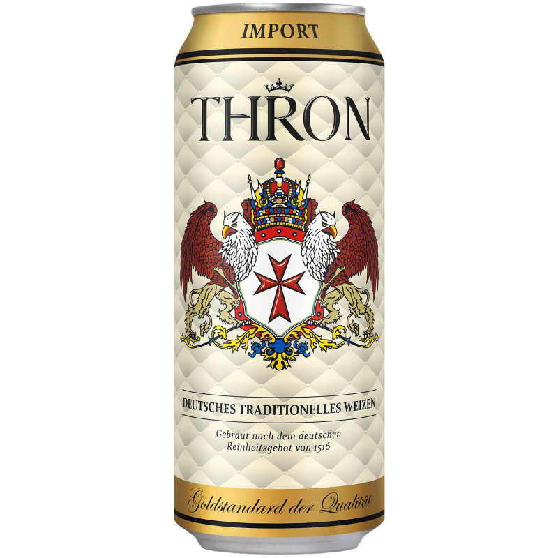 Пиво Thron Weizen светлое нефильтрованное 4.9%, 500мл — фото 1