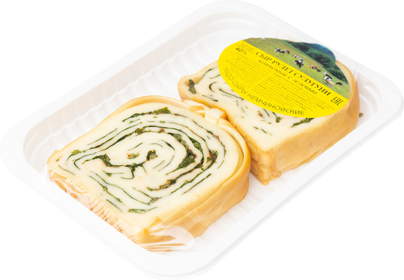 Сыр Сулугуни рулет копчёный с зеленью 40% — фото 2