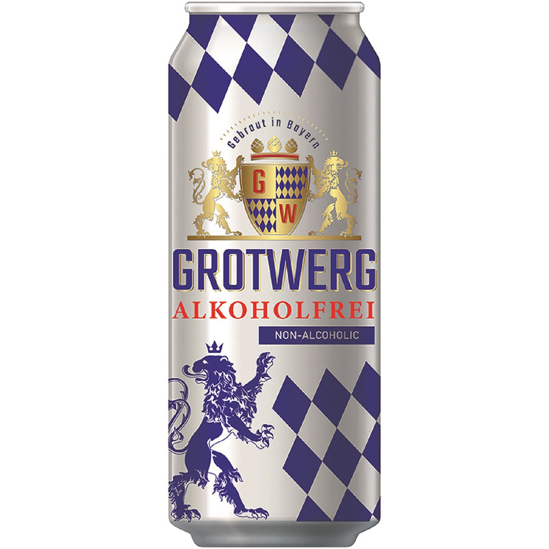 Пиво Grotwerg светлое фильтрованное пастеризованное безалкогольное, 500мл