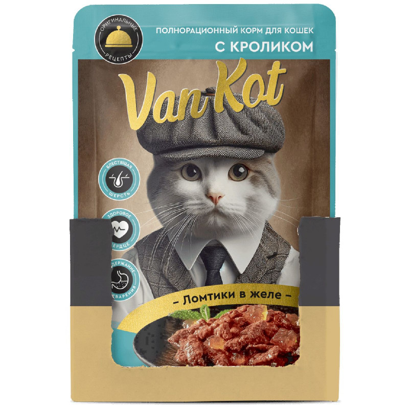 Корм для кошек Van Kот Ломтики в желе с Кроликом, 75г — фото 1