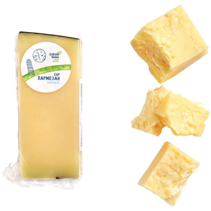 Сыр полутвёрдый Пармезан молодой 40% Зелёная Линия — фото 1