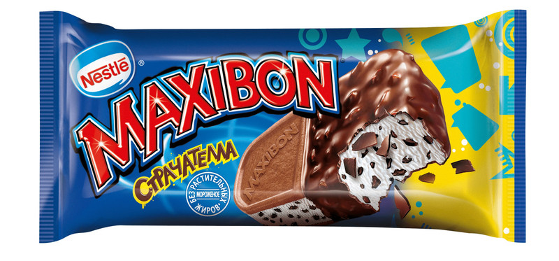 Мороженое молочное Maxibon Страчателла сэндвич ваниль-кусочки тёмного шоколада 6%, 93г — фото 1