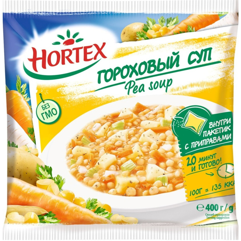 Смесь овощная Hortex Суп гороховый быстрозамороженная, 400г