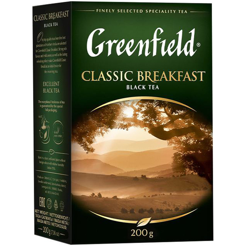 Чай Greenfield Классик брекфаст чёрный байховый сорт букет крупнолистовой, 200г — фото 2