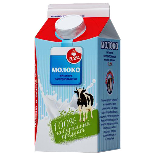 Молоко Волжаночка питьевое пастеризованное 3.2%, 1.4л