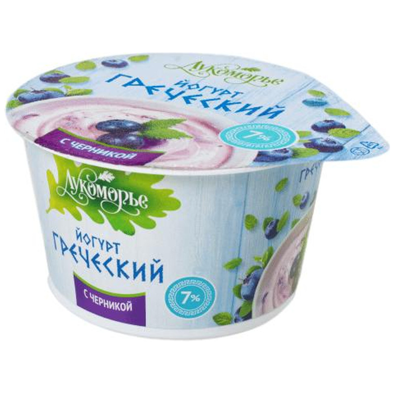 Йогурт Лукоморье Греческий с черникой 7%, 150г