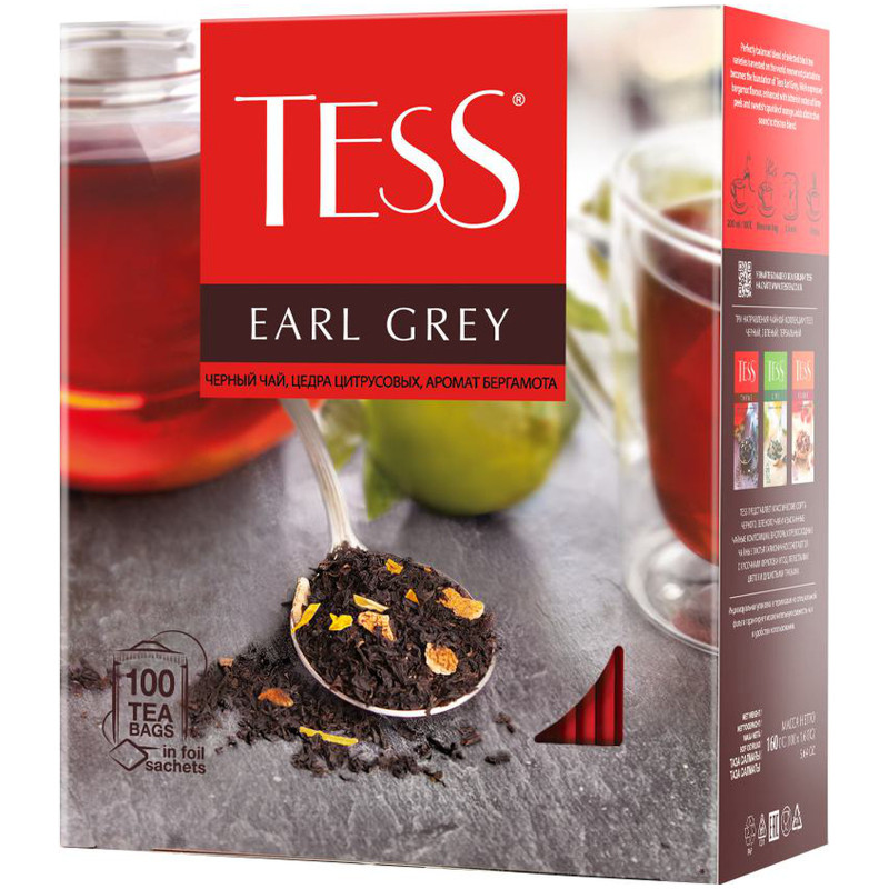 Чай Tess чёрный байховый в пакетиках, 100х1.6г — фото 1