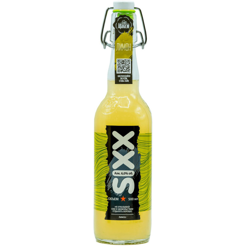 Напиток пивной Sixx лимон нефильтрованный осветлённый пастеризованный лимон 6%, 500мл